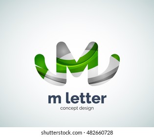 Vector m letter logo, abstract geometric logotype template, created with overlapping elements