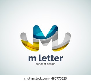 Vector m letter logo, abstract geometric logotype template, created with overlapping elements