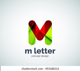 Vector m letter logo, abstract geometric logotype template, created with overlapping elements