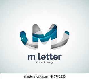 Vector m letter logo, abstract geometric logotype template, created with overlapping elements