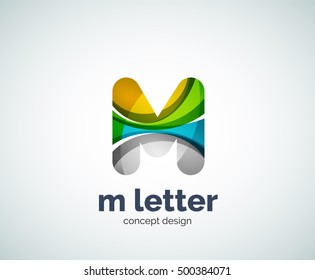 Vector m letter logo, abstract geometric logotype template, created with overlapping elements