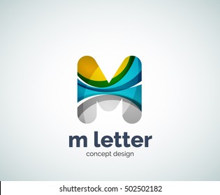 Vector m letter logo, abstract geometric logotype template, created with overlapping elements