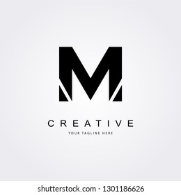Vector M letter logo with bold shapes and luxury icon.