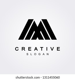 Vector M letter logo with bold shapes and luxury icon.