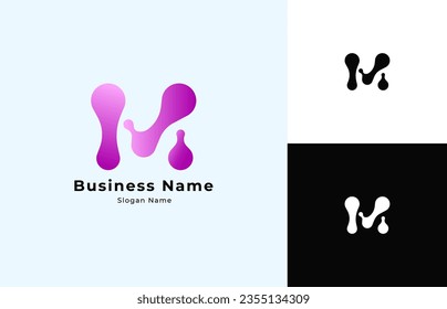 a vector M letter molecule logo design, a logo design that illustrates the letter M such as molecule, logos for laboratory, pharmacy, healthcare, etc.