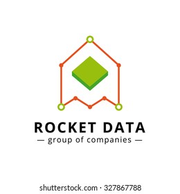 Vector A and M letters charts logotype. Marketing rocket logo