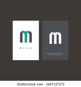  Vector M Logo in two color variations. Beautiful Logotype design for luxury company branding. Elegant identity design
