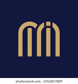 Vector M Logo in two color variations. Beautiful Logotype design for luxury company branding. Elegant identity design on blue and gold