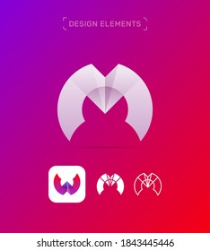 Letra vectorial M y W al estilo origami. Fluidez en diseño de logotipo moderno. Icono de aplicación
