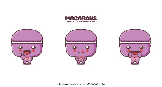 vector macarons cartoon mascot, with different expressions, isolated on a white background.