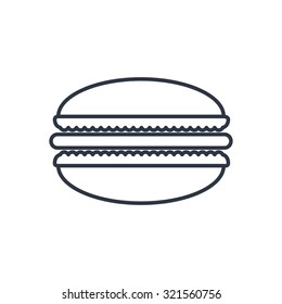 Vector macaroon outline icon. Food symbol 
