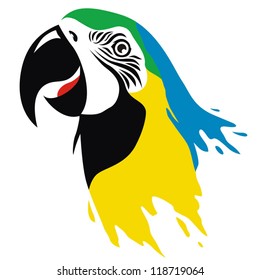 vector macaw bird in paint drop style