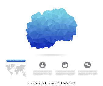Vector Macedonia map blue polygon triangle mosaic for presentation. Creative concept for infographic.