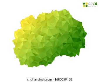 Vector Macedonia map green and yellow polygon triangle mosaic with white background. style gradient.