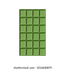 Vector Macha Chocolate Illustration, Green Chocolate Bar Isolated on White Background.
