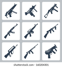 Vector Machine Guns And Assault Rifles Icons Set