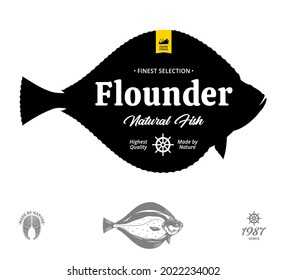 Vector mackerel seafood label isolated on a white background