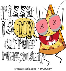 vector mad pizza for your fabric t-shirt.vector vintage pizza