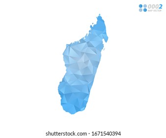 Vector Madagascar map blue polygon triangle mosaic with white background. style gradient.