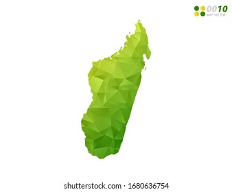 Vector Madagascar map green and yellow polygon triangle mosaic with white background. style gradient.