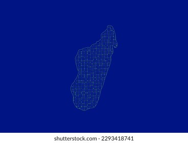 Vector Madagascar map for technology or innovation or it concepts. Minimalist country border filled with 1s and 0s. File is suitable for digital editing and prints of all sizes.