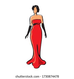 vector madame red dress fashion mode