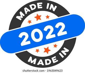 Vector made in 2022 stamp illustration. An isolated illustration on a white background.
