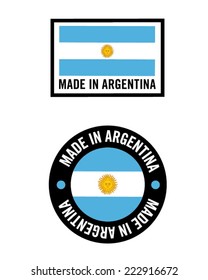 Vector Made in Argentina Icon and Flag Set