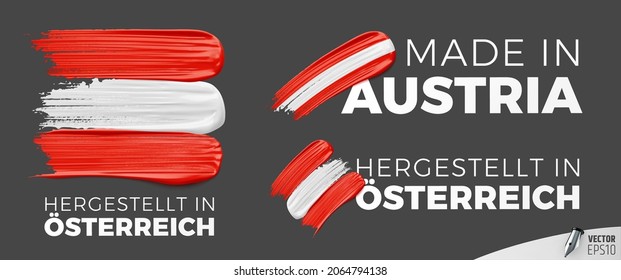 Vector made in Austria logos on a dark grey background.