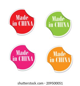 Vector - Hecho en China. Etiquetas redondas 