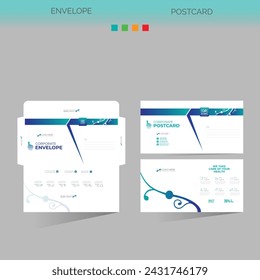 vector made envelope and postcard for any best company use