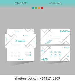 vector made envelope and postcard for any best company use