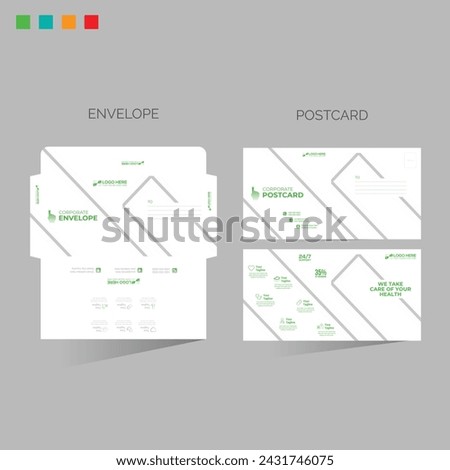 vector made envelope and postcard for any best company use