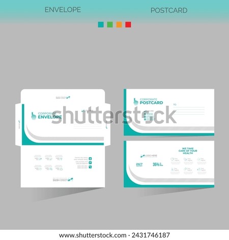 vector made envelope and postcard for any best company use