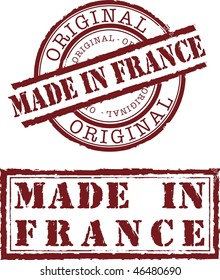 Vector made in france stamp with red ink
