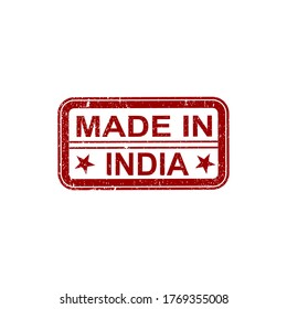 Vector made in india stamp with red ink