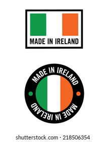 Vector Made in Ireland Icon and Flag Set