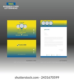 vector made letterhead and business card for travel company use