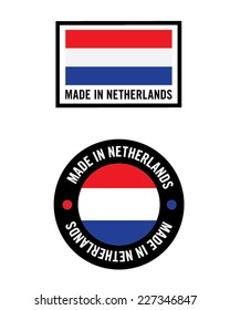Vector Made in Netherlands Icon and Flag Set
