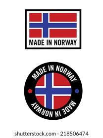 Vector Made in Norway Icon and Flag Set