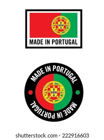 Vector Made in Portugal Icon and Flag Set