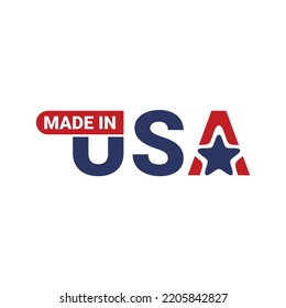 Vector of Made In The USA Labels. Logo icon for American products with trendy and unique design style. Perfect match for design material you need.