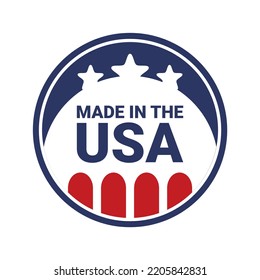 Vector of Made In The USA Labels. Logo icon for American products with trendy and unique design style. Perfect match for design material you need.