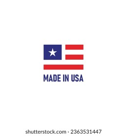 Vector of Made in the USA logo, labels, and badges on a white background