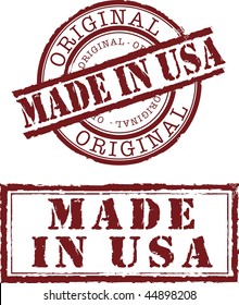 Vector made in usa stamp with red ink