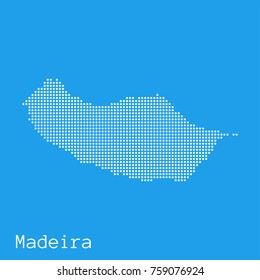 Vector Madeira  map silhouette dotted on blue background