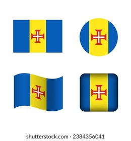 Vector Madeira National Flag Icons Set