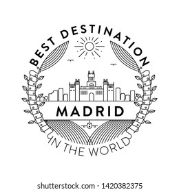 Vector Madrid City Badge, Linear Style