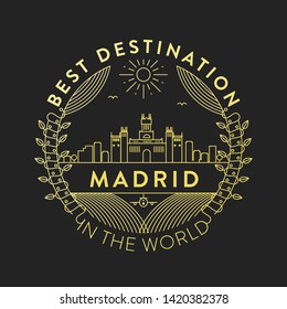 Vector Madrid City Badge, Linear Style