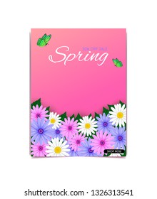 Vector magazine covers and natural scenery. And a variety of colorful bouquet of daisy And feel fresh and can be used as the backdrop during the festival.

